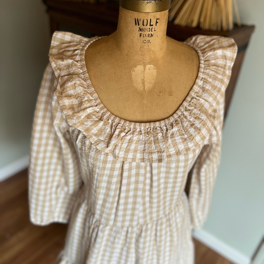 J. Crew Beige Gingham Dress